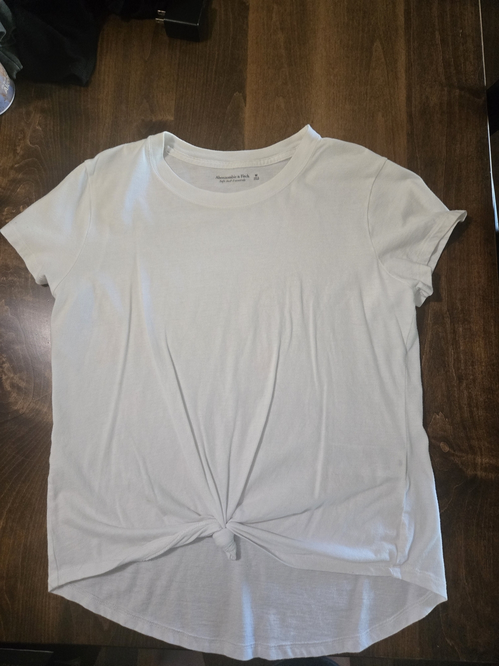 Abercrombie & Fitch Soft AF Women's White Knot-Front Tee 100% Cotton